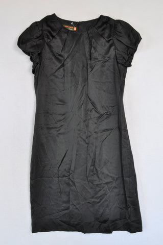 Marion And Lindie Black Satin Pleat Neckline Dress Women Size 36