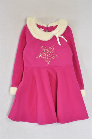 Woolworths Purple Fleece Peter Pan Collar Dress Girls 5-6 years