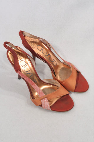 Errol Arendz Copper & Coral Heeled Sandals Women Size 5