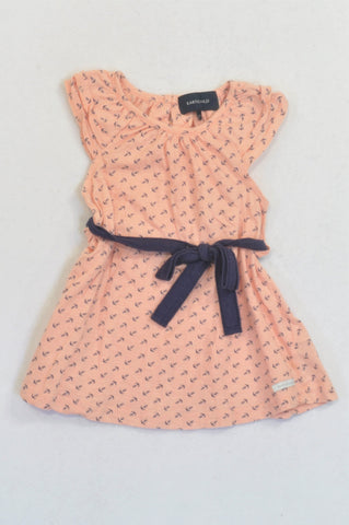 Earthchild Peach Anchor Tie Back Dress Girls 6-12 months