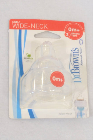 New Dr Browns Wide Neck Silicone Teat Level 1 Unisex 0-3 months