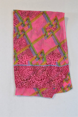 Unbranded Pink Leopard Print Green & Blue Scarf Women