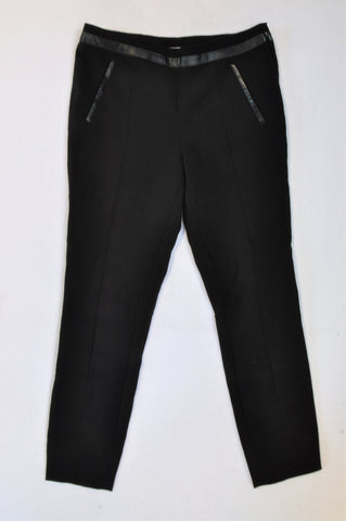 H&M Black Formal Pleather Detail Pants Women Size 10