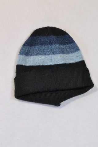 Unbranded Blue Knit Stripe Beanies Boys 1-2 years