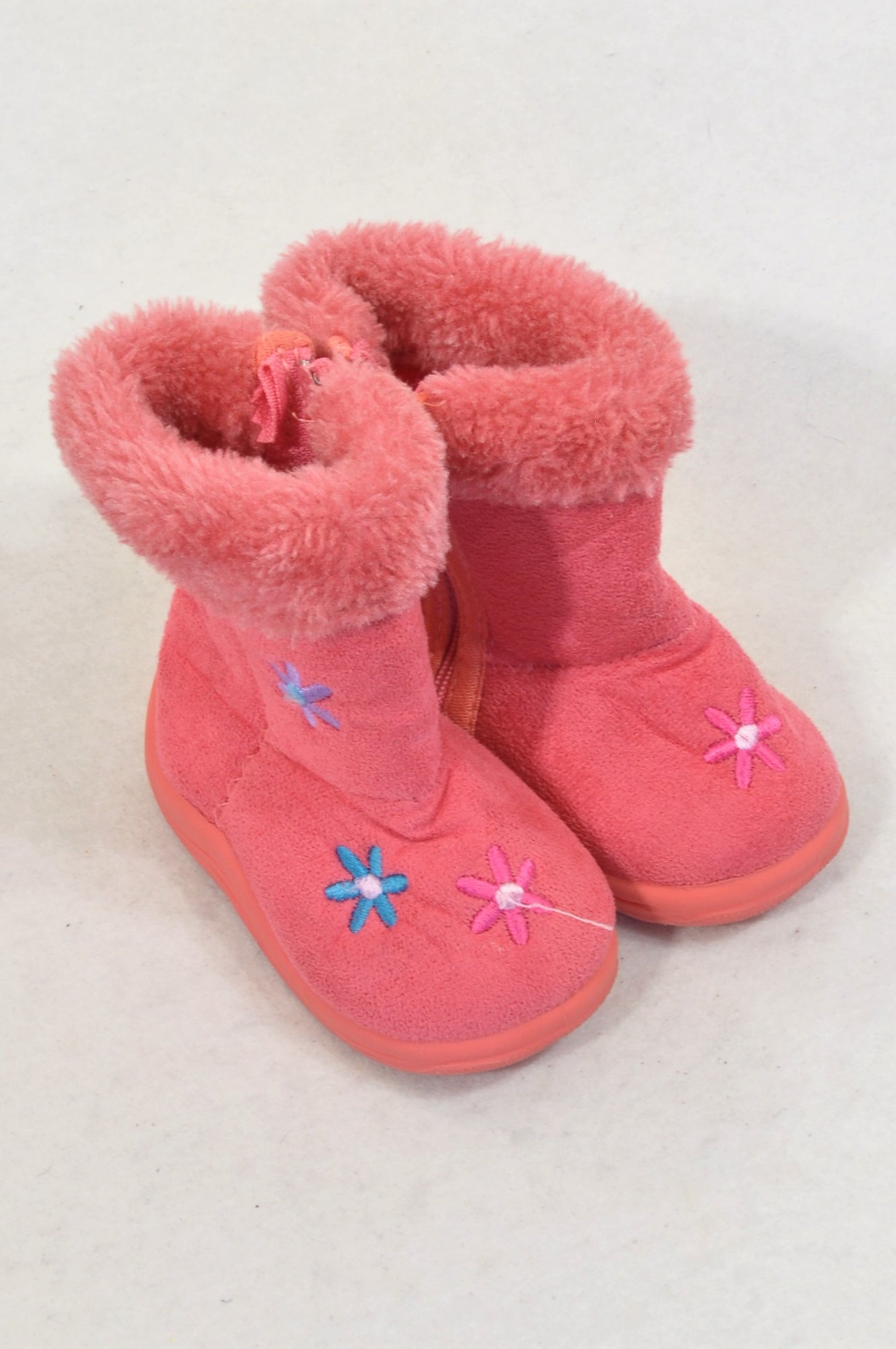 pink furry boots