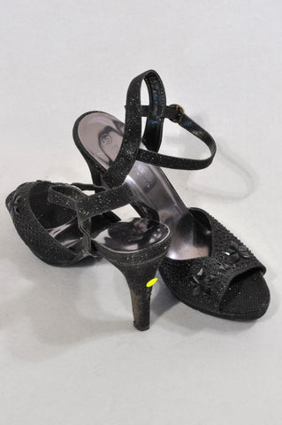 Footwork Black Sparkle Peep Toe Shoes Women Size 5