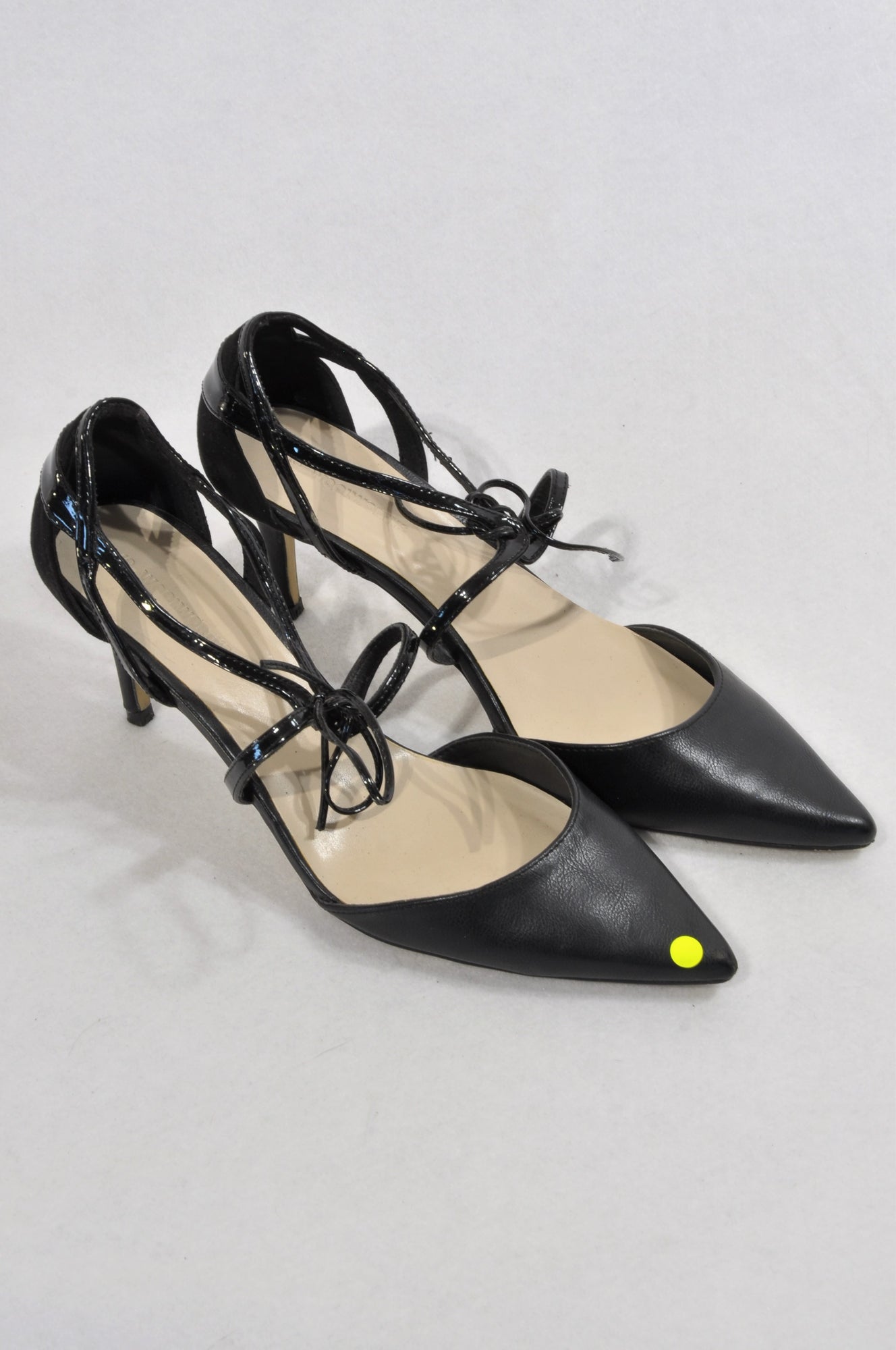 Woolworths Black Pointed Toe Tie Shoes 