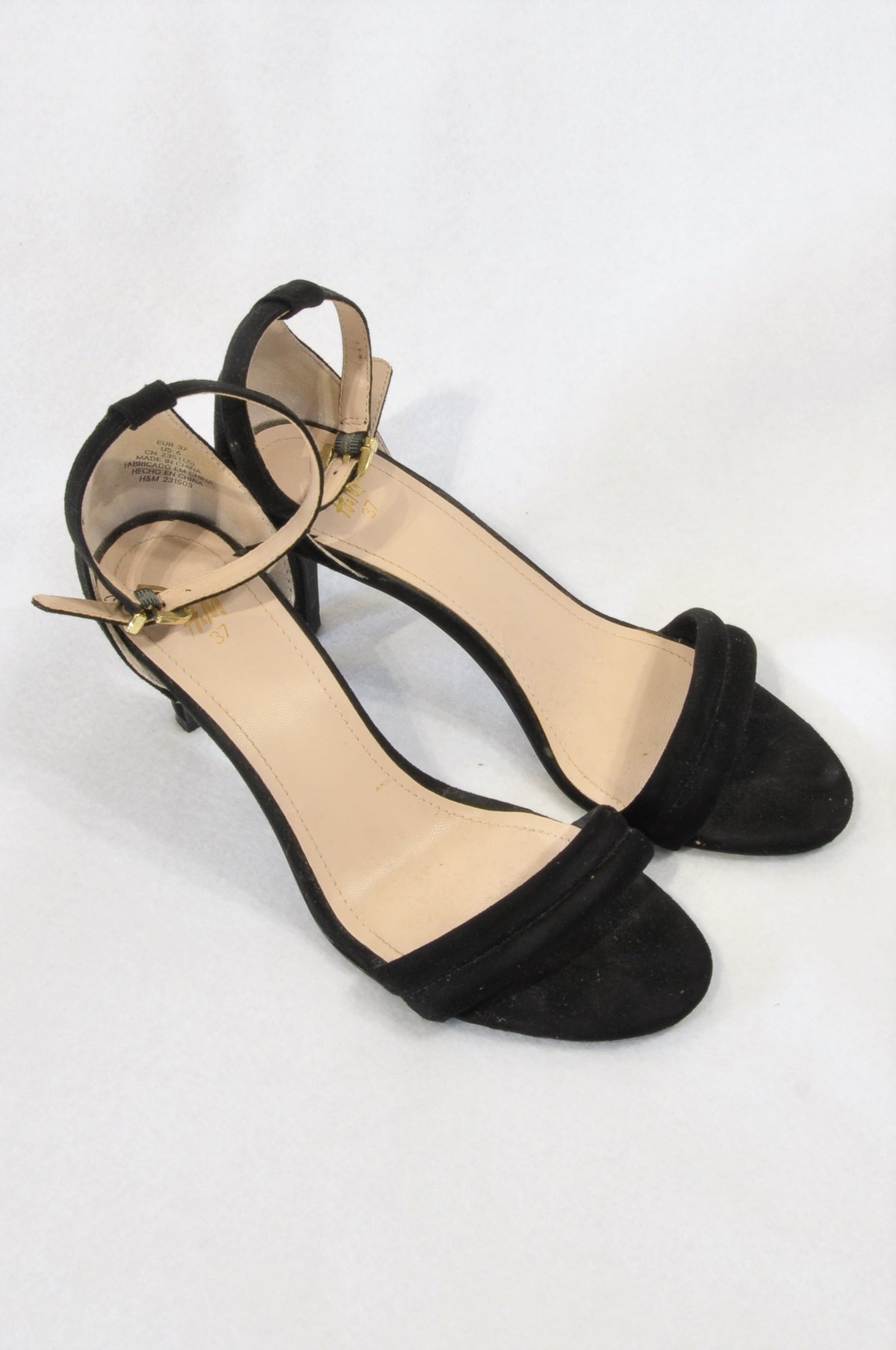 H\u0026M Black Ankle Strap Heel Shoes Women 