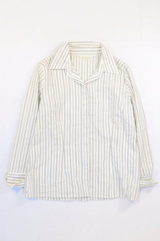 Woolworths White & Grey Pinstripe Formal T-shirt Women Size 16