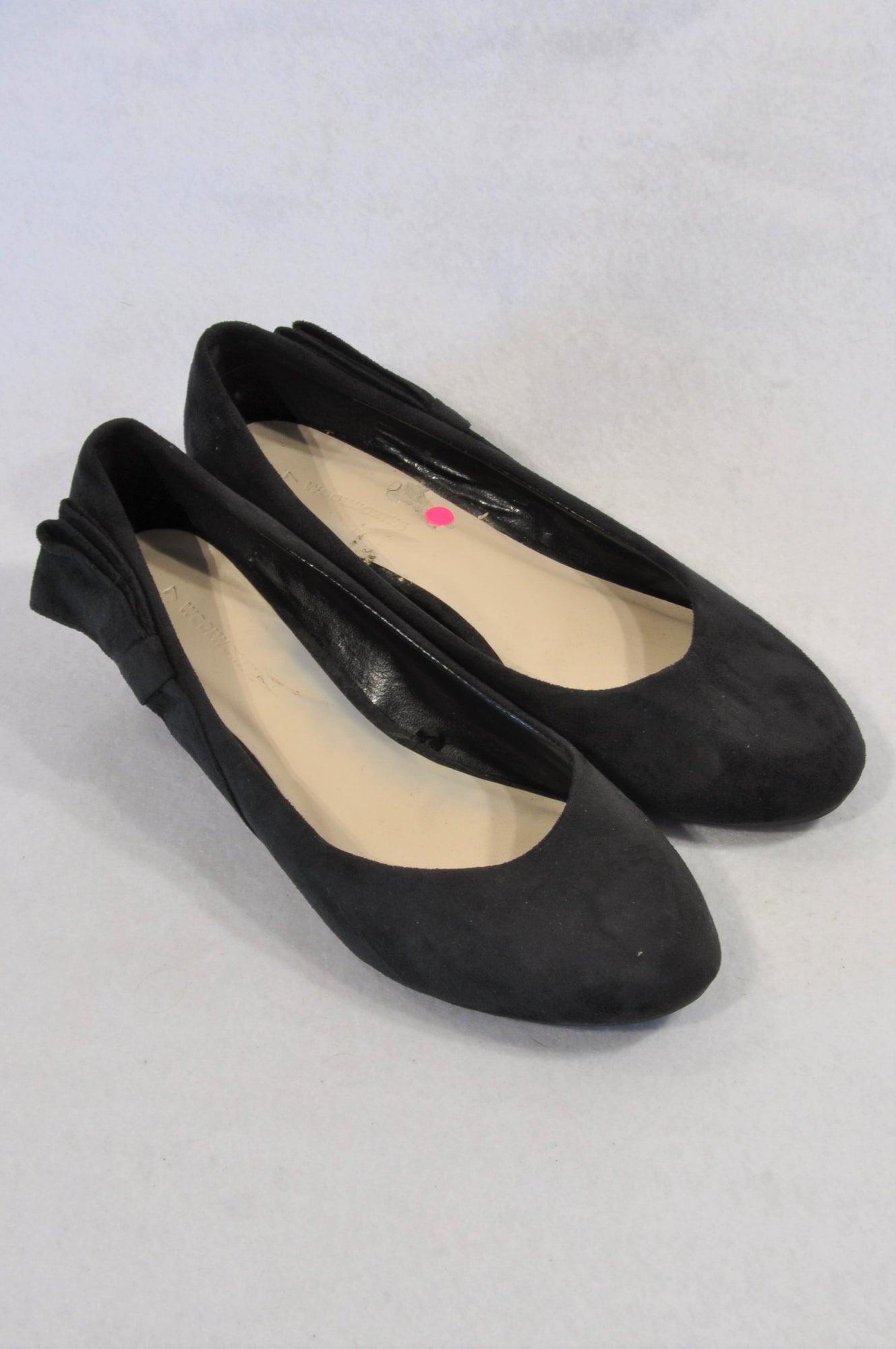 Woolworths Black Faux Suede Bow Wedge 