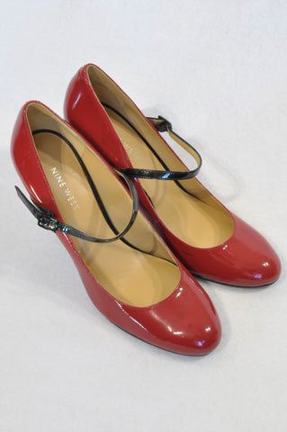 Nine West Red Mary Jane Strap Heel Shoes Women Size 5.5