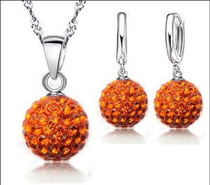 Multiple Sclerosis Awareness Rhinestone Disco Ball Necklace and Earrings Set