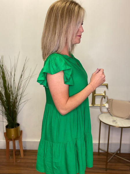 Never Enough Green Tiered Dress | Ella Chic Boutique