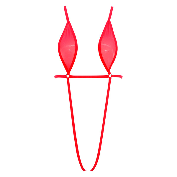 Sling Bikini Red See Through Extreme Slingshot Bikini Mini Micro Crotchless G String Bikini