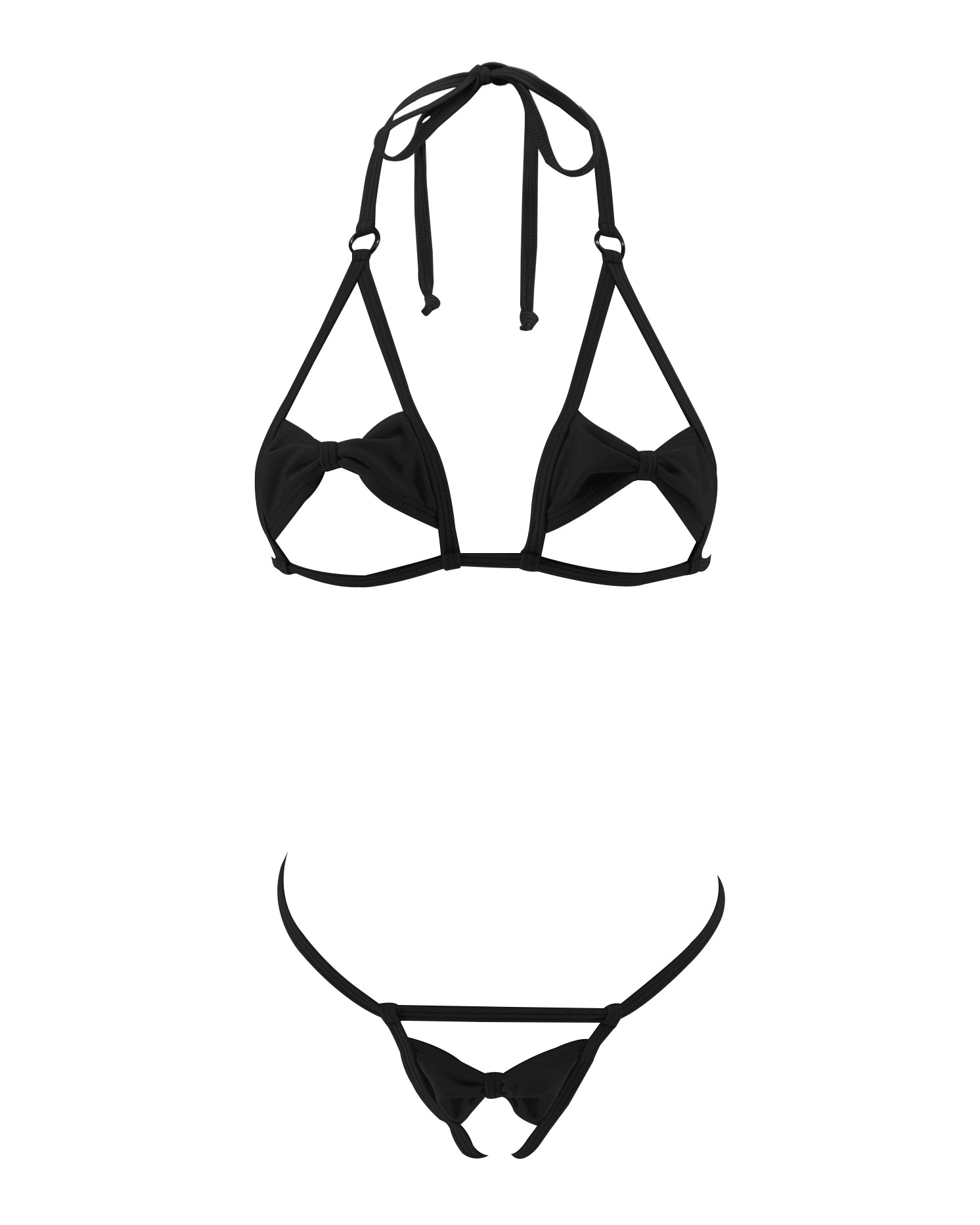 Fuchsia Bowknot Open Exposed Extreme Micro Bikini Crotchless G-String ...