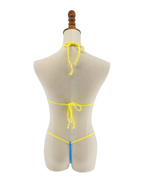 Yellow Blue Bikinis Extreme Micro G-String Bikini 2pc Mini Triangle Top ...