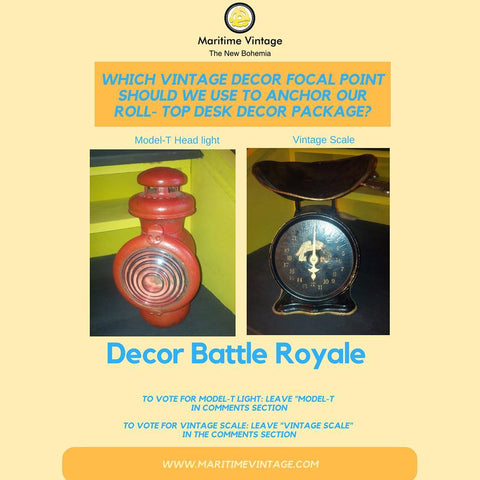Home Decor Battle Royale Vintage Kitchen Scale vs Vintage Model T Headlight