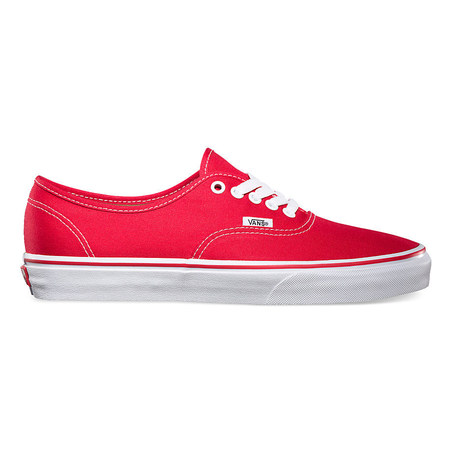 vans authentic red on feet