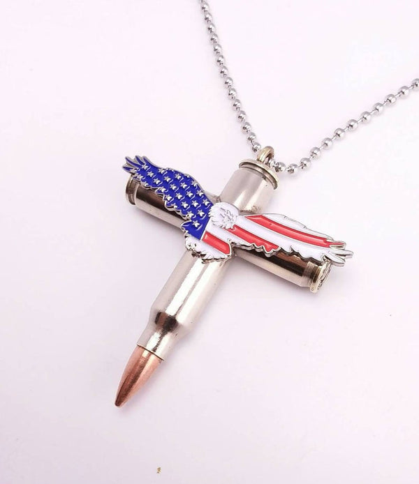 Bullet Cross Necklace - Bald Eagle 