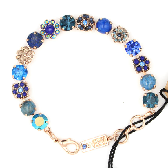 Ocean Blue Flower Bracelet in Rose Gold by Amaro