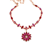 FireFly Collection Necklace with Crystal Flower Drop in Rose Gold