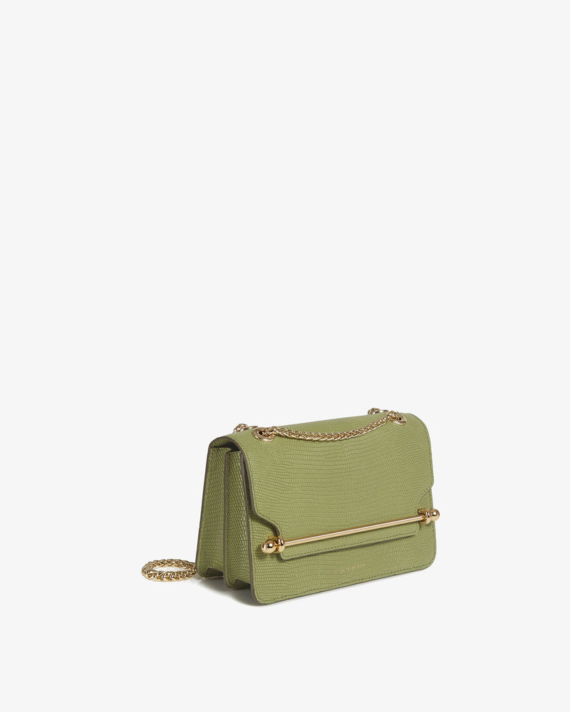 Strathberry East West Mini Handbag in Bottle Green Color