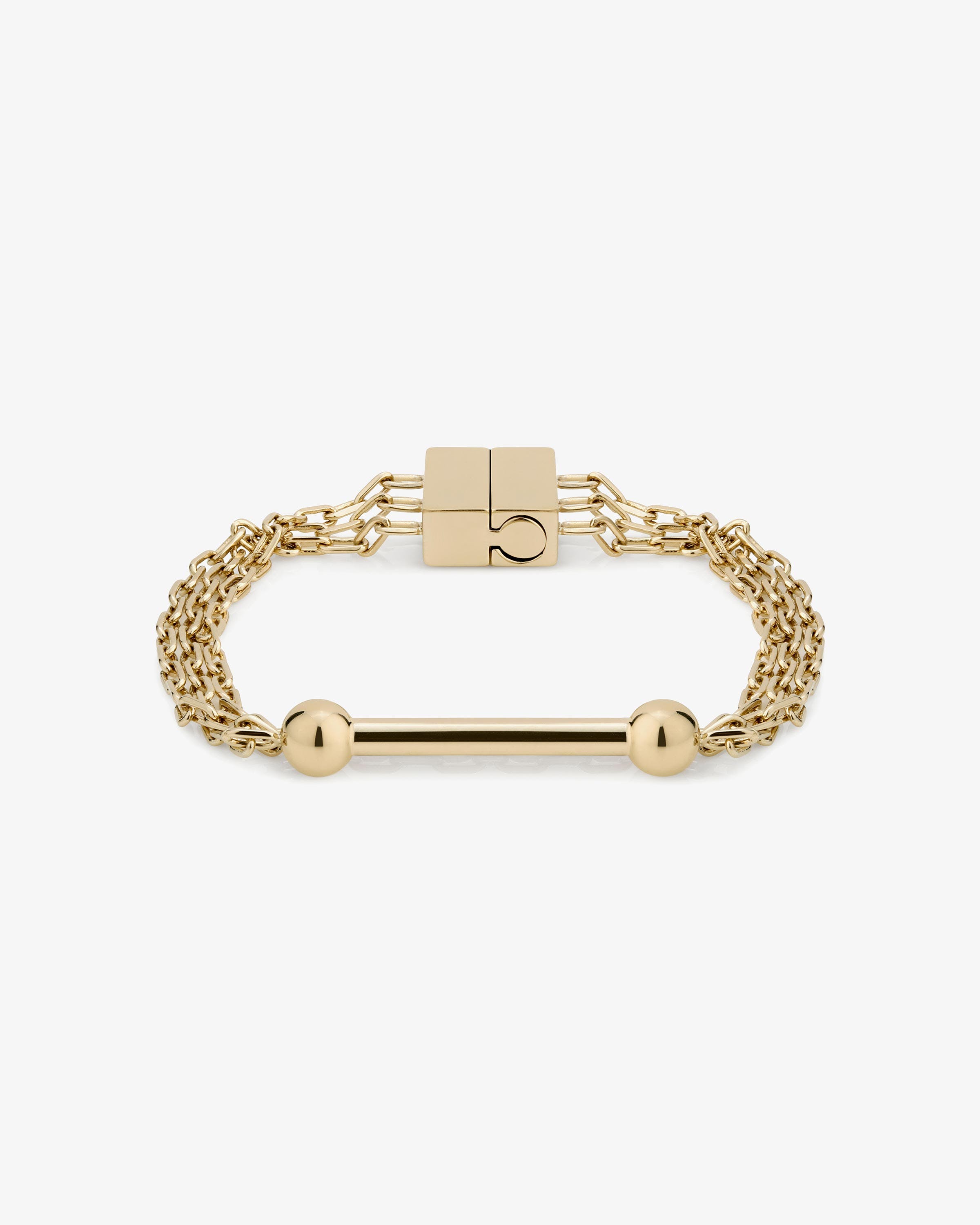 Strathberry - T Bar Dual Chain Bracelet - Gold / Silver