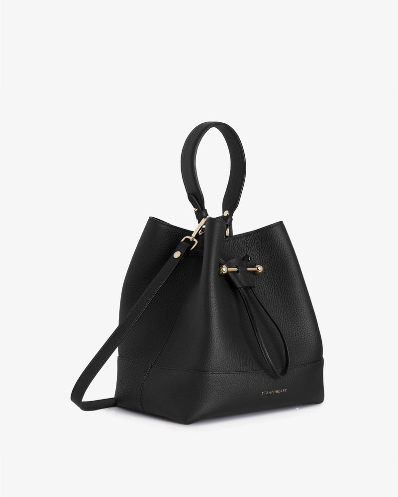 Strathberry, Bags, Strathberry Lana Midi Bucket Bag In Black Leather