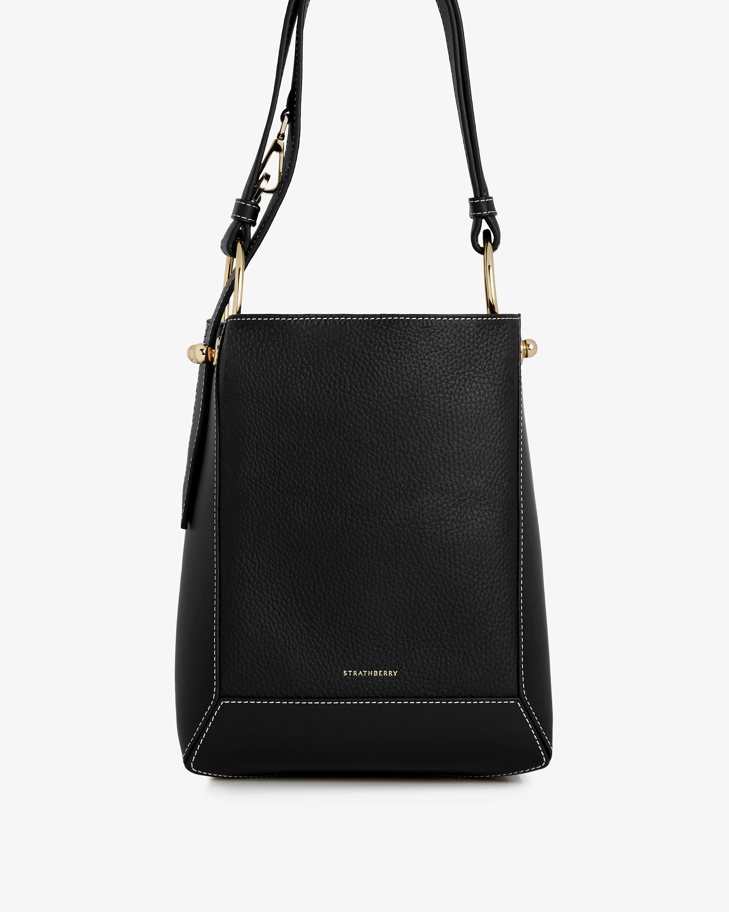 Strathberry - Lana Midi Bucket Bag - Leather Bucket Bag - Black ...