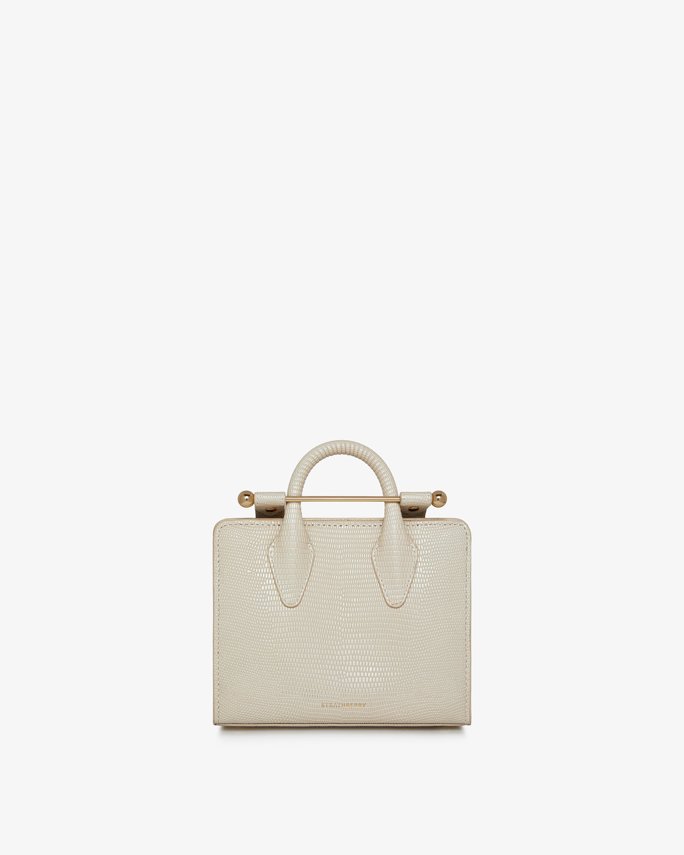 The Strathberry Nano Tote - Lizard-Embossed Leather Vanilla
