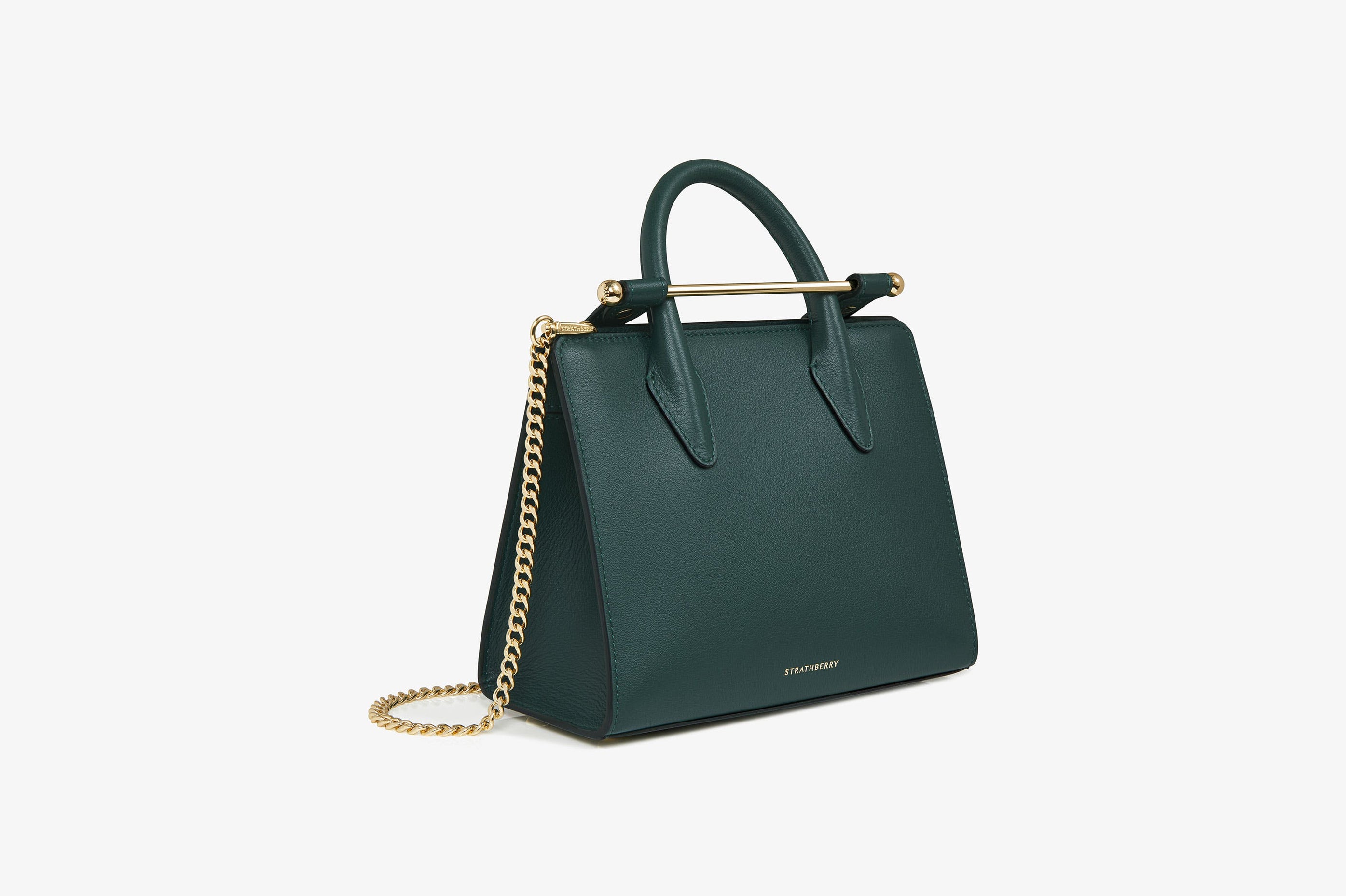 A view showcasing our The Strathberry Mini Tote - Bottle Green