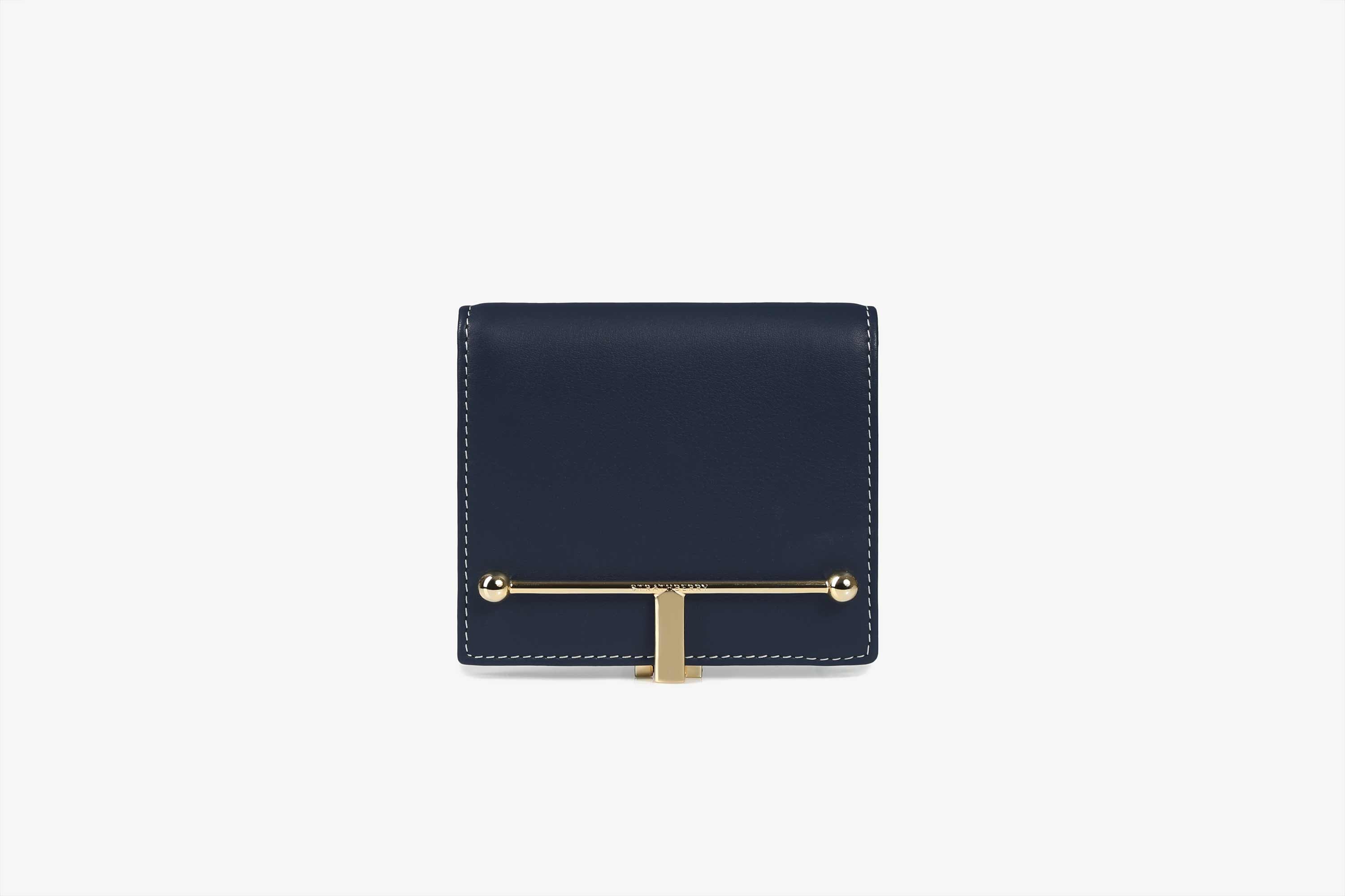 Image of Melville Street Wallet - Navy with Vanilla Stitch