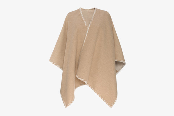 Wool/Cashmere Logo Cape - Camel/Vanilla