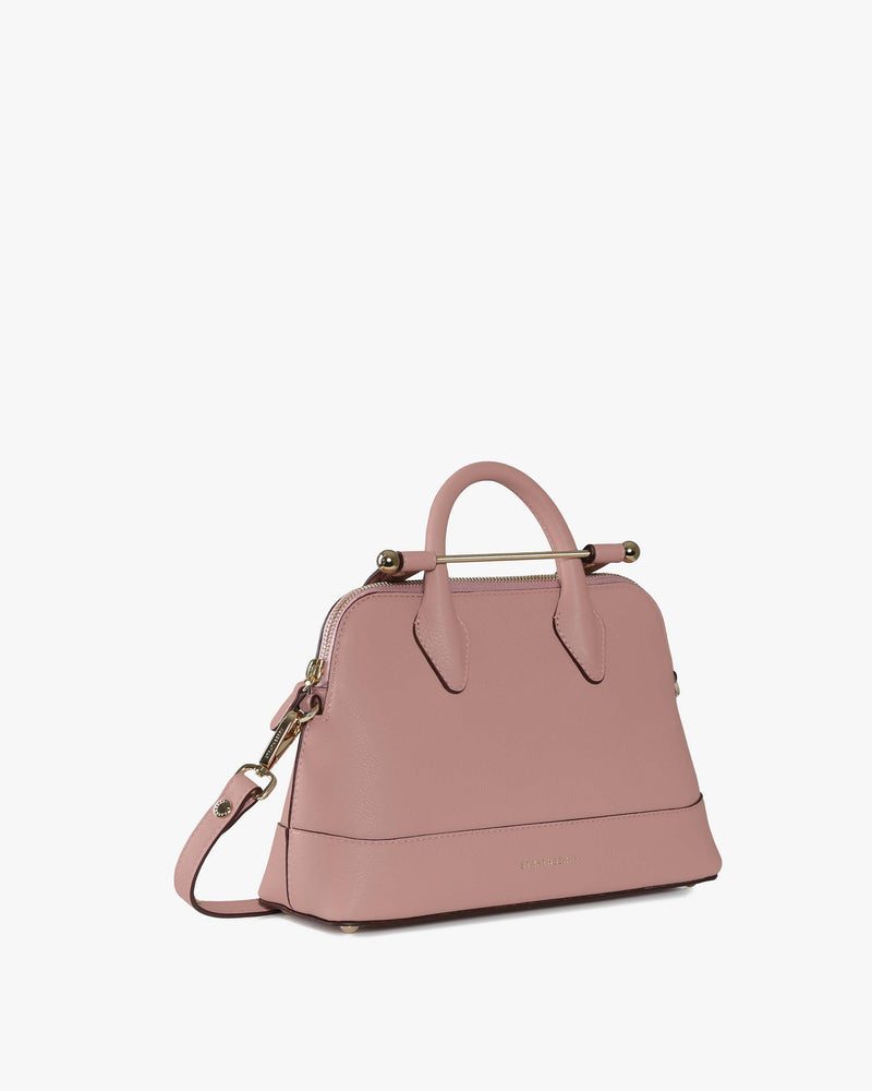 Strathberry Mini Crescent Leather Shoulder Bag in Blush Rose