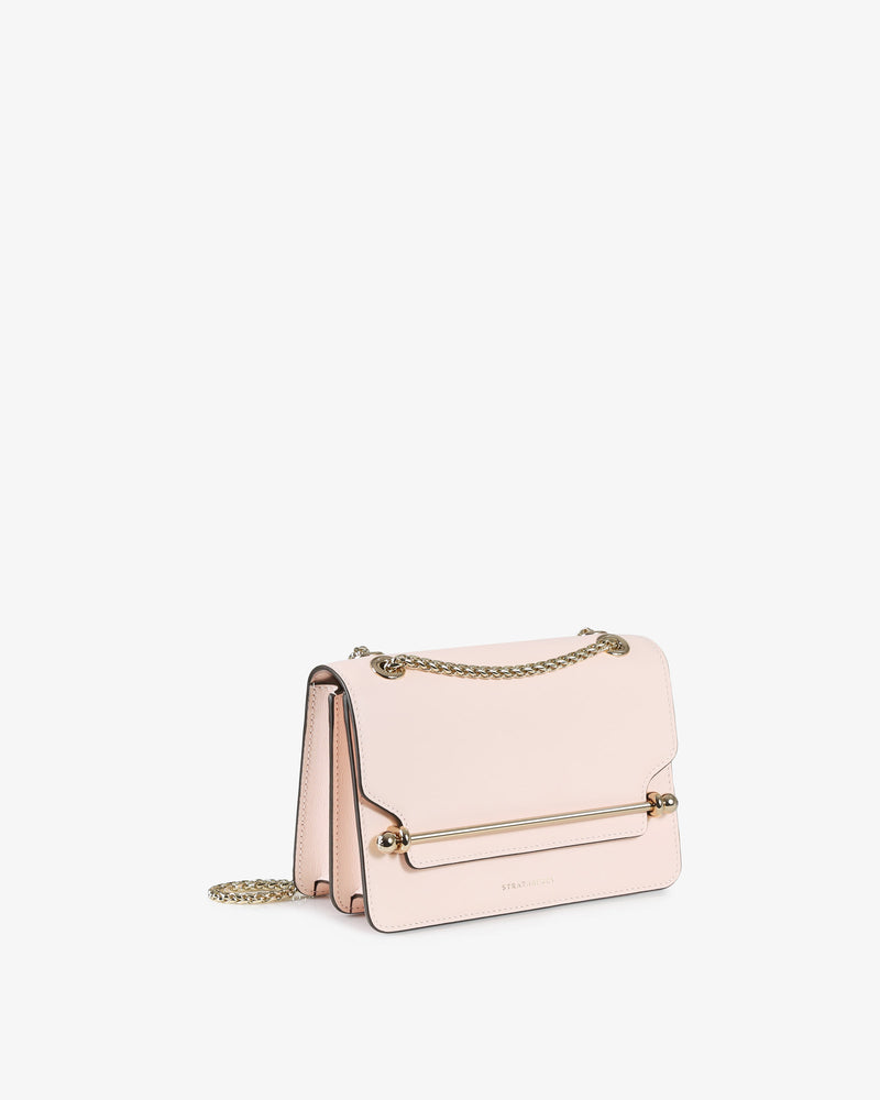 Strathberry Mini Crescent Leather Shoulder Bag in Blush Rose