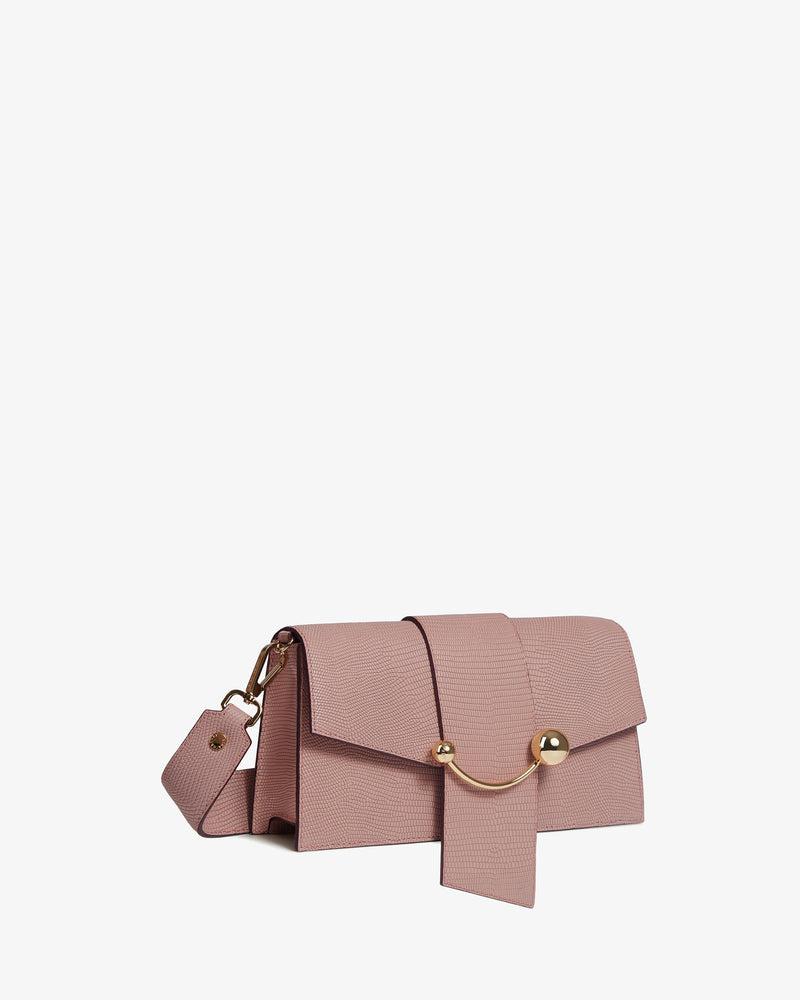 Strathberry Mini Crescent Leather Shoulder Bag in Blush Rose