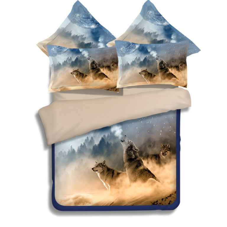 3D Wolf Bedding Sets Twin full Queen King Size Quilt Cover ...