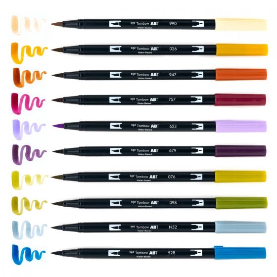 Tombow 56185 Dual Brush Pen Art Markers, Bright, 10-Pack. Blendable, Brush  and Fine Tip Markers