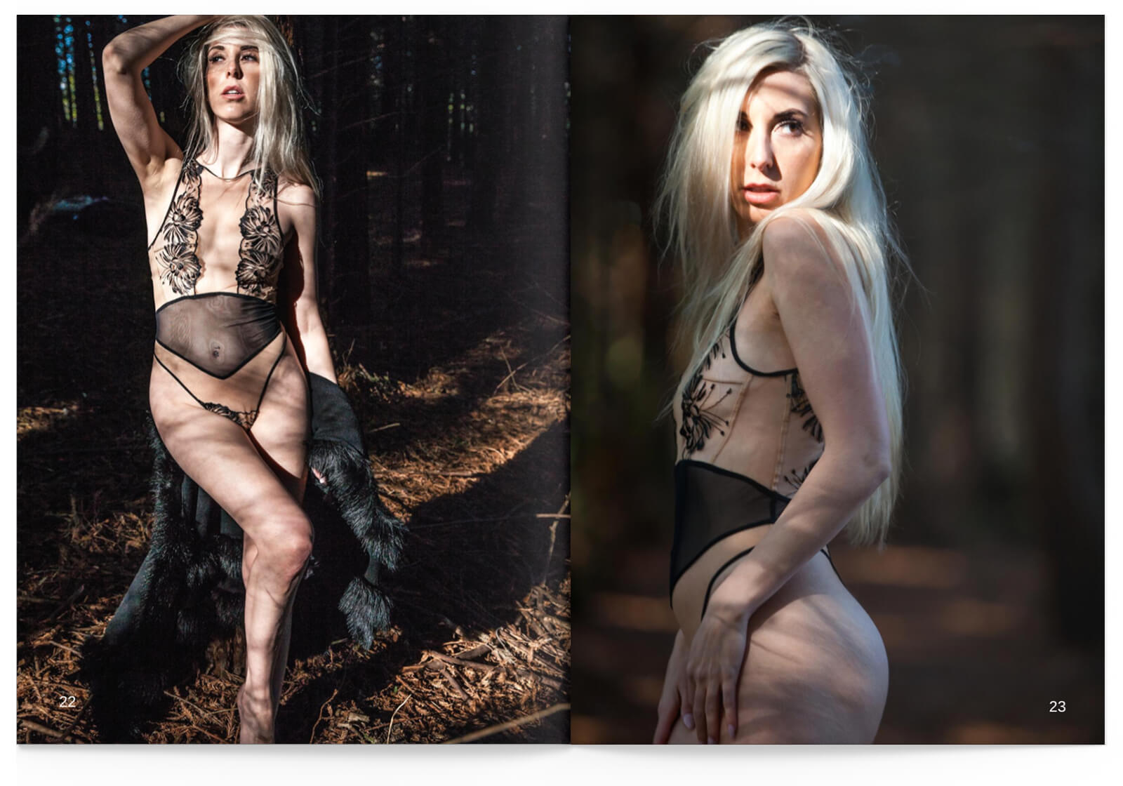 Dark Forest Editorial • Darkest Fox Vixen Lingerie Model Julie Matthews