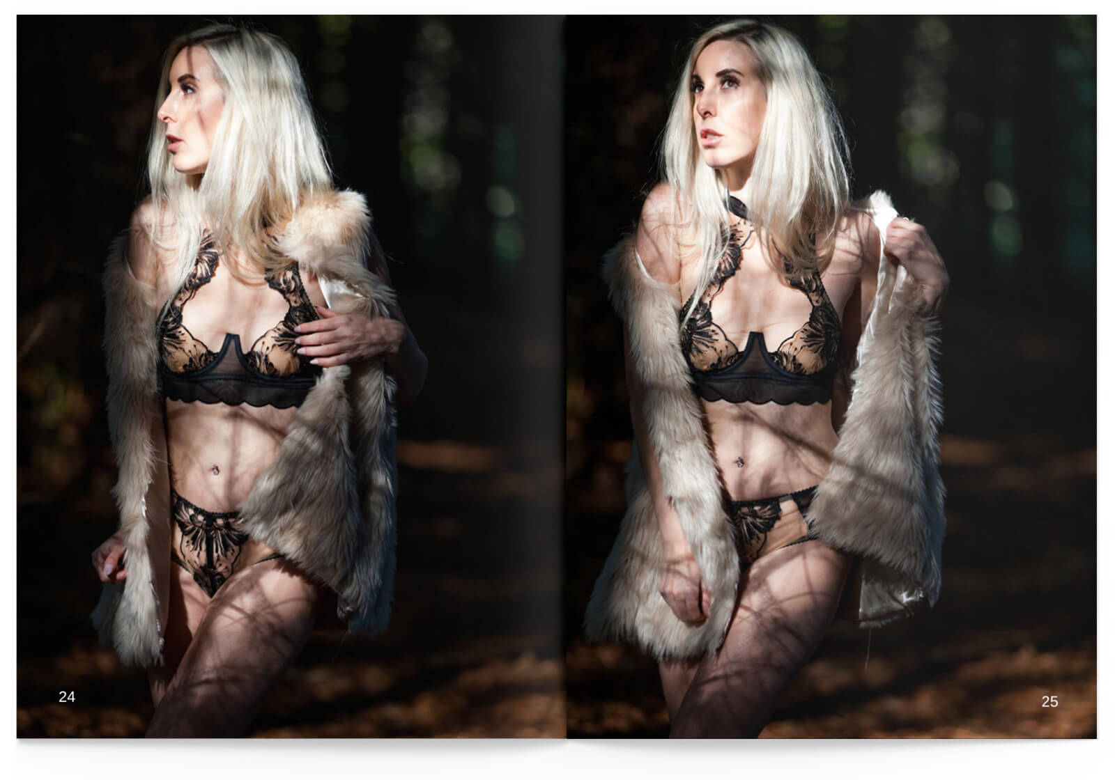 Dark Forest Editorial • Darkest Fox Vixen Lingerie Model Julie Matthews
