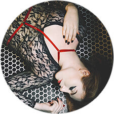 Kat Taylor wears the Joelle Red Harness