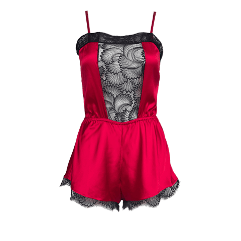 Red Silk Pleasure Romper