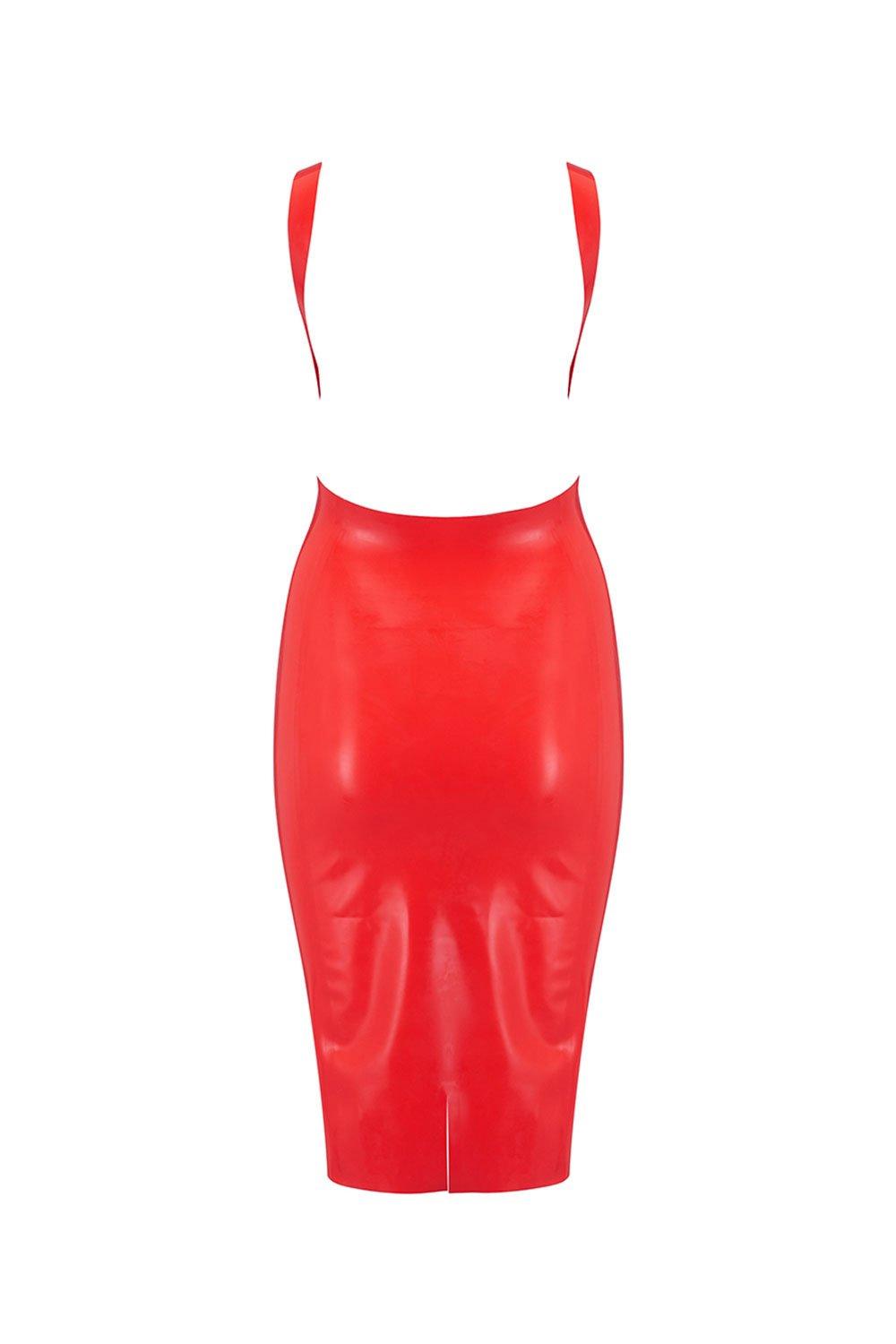 Red Latex Midi Dress • Haute Couture Fetish Clothing • Elissa Poppy