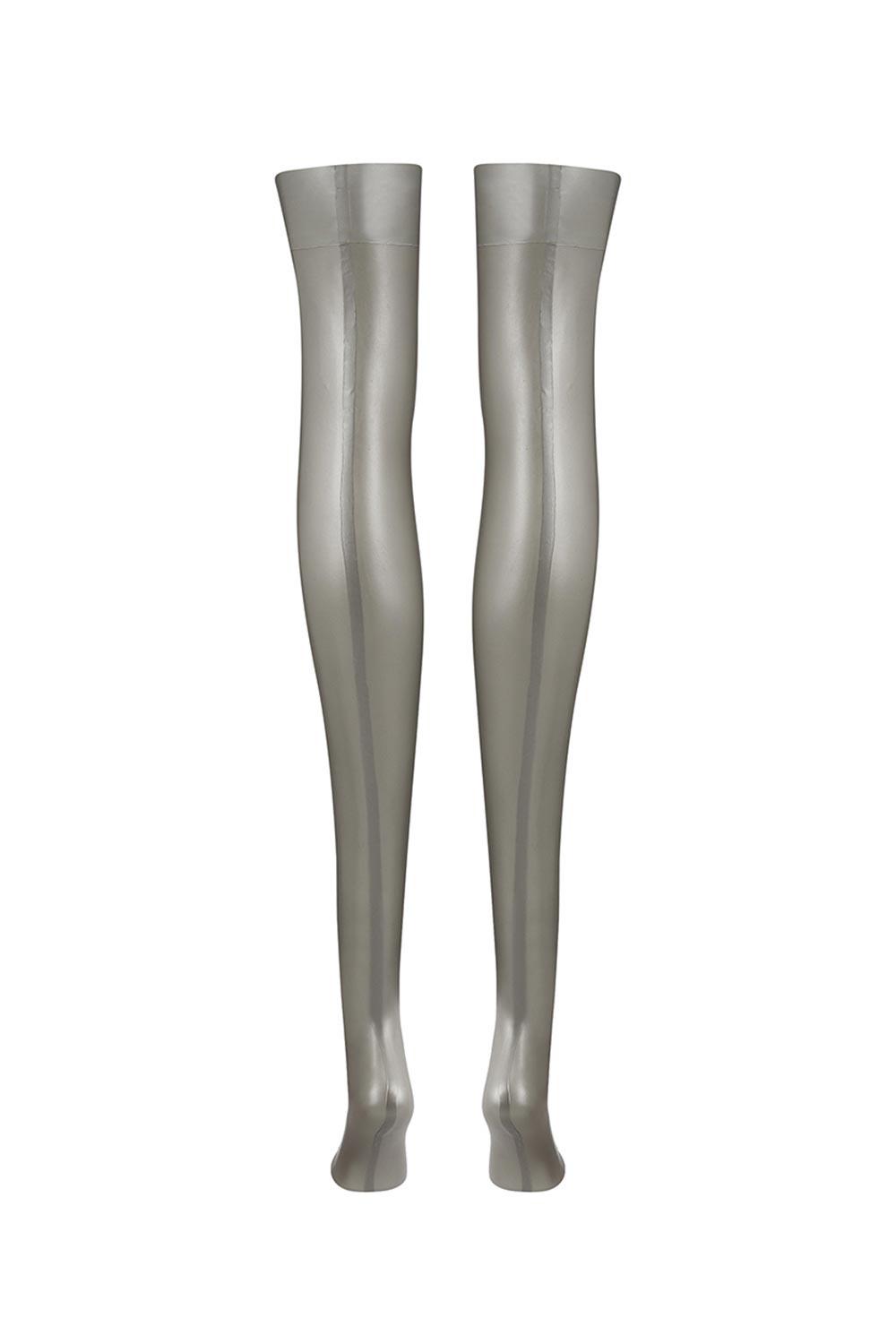 Sigma Silver Latex Stockings • Haute Couture Fetish Lingerie– Darkest Fox