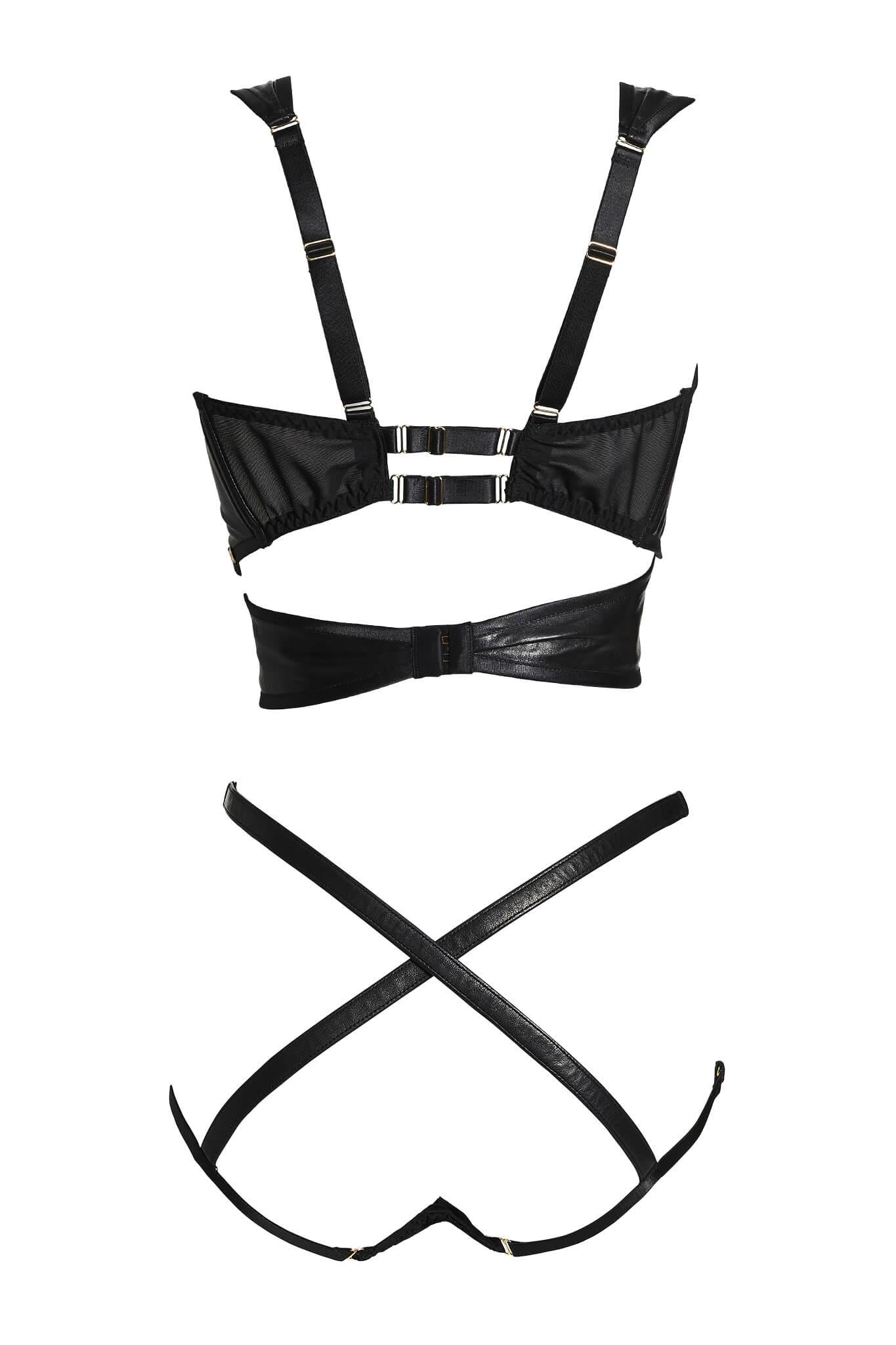 Lexi Soft Cup Leather Bondage Set • Something Wicked Leather Lingerie ...
