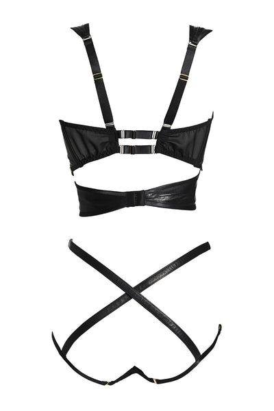 Lexi Soft Cup Leather Bondage Set • Something Wicked Leather Lingerie Darkest Fox 1904