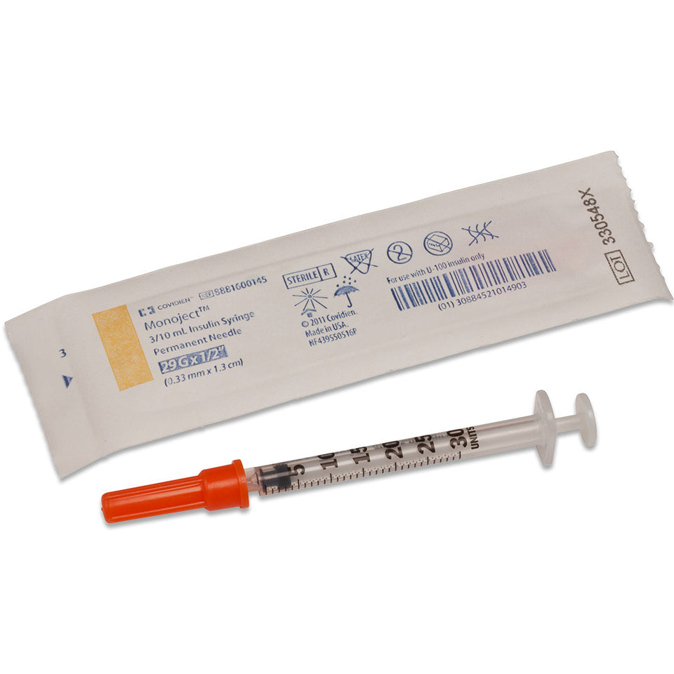 Monoject Standard Insulin U 100 Syringes 3 10ml 29g X 1 2 Medsitis