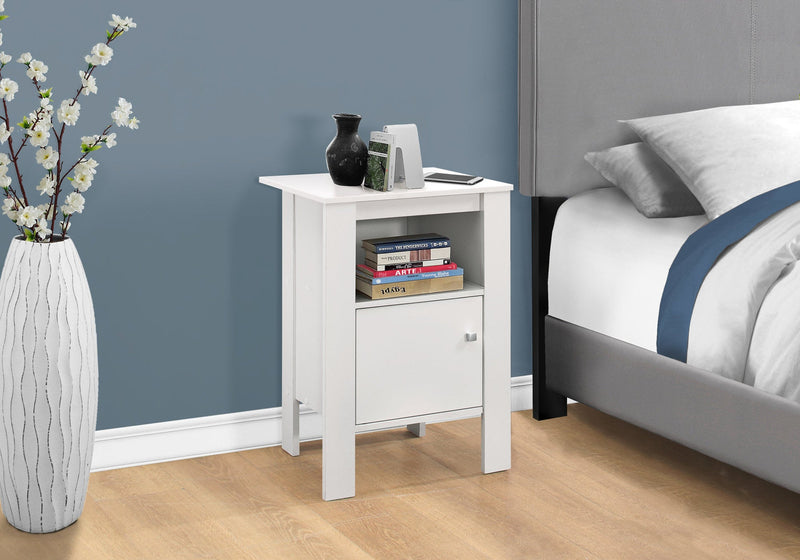 Accent Table - White Night Stand With Storage - I 2137