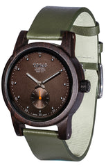 Tense Watches - Hampton North in Dark Sandalwood with Olive Leather Strap