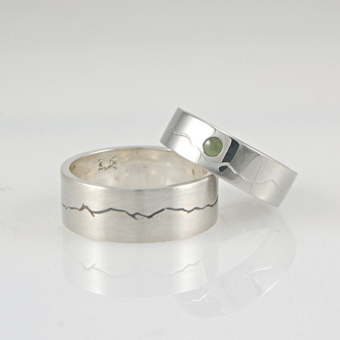 Mountain Design Wedding rings